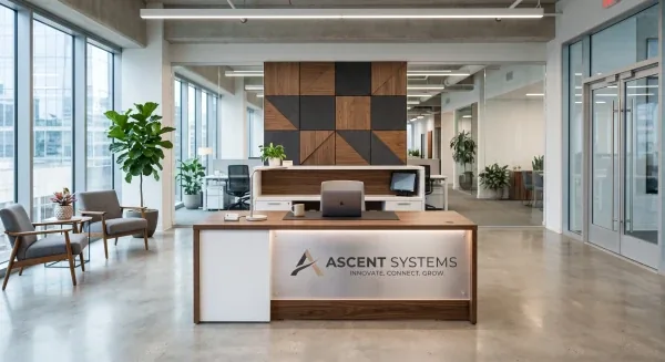 Branded front-of-house reception desk