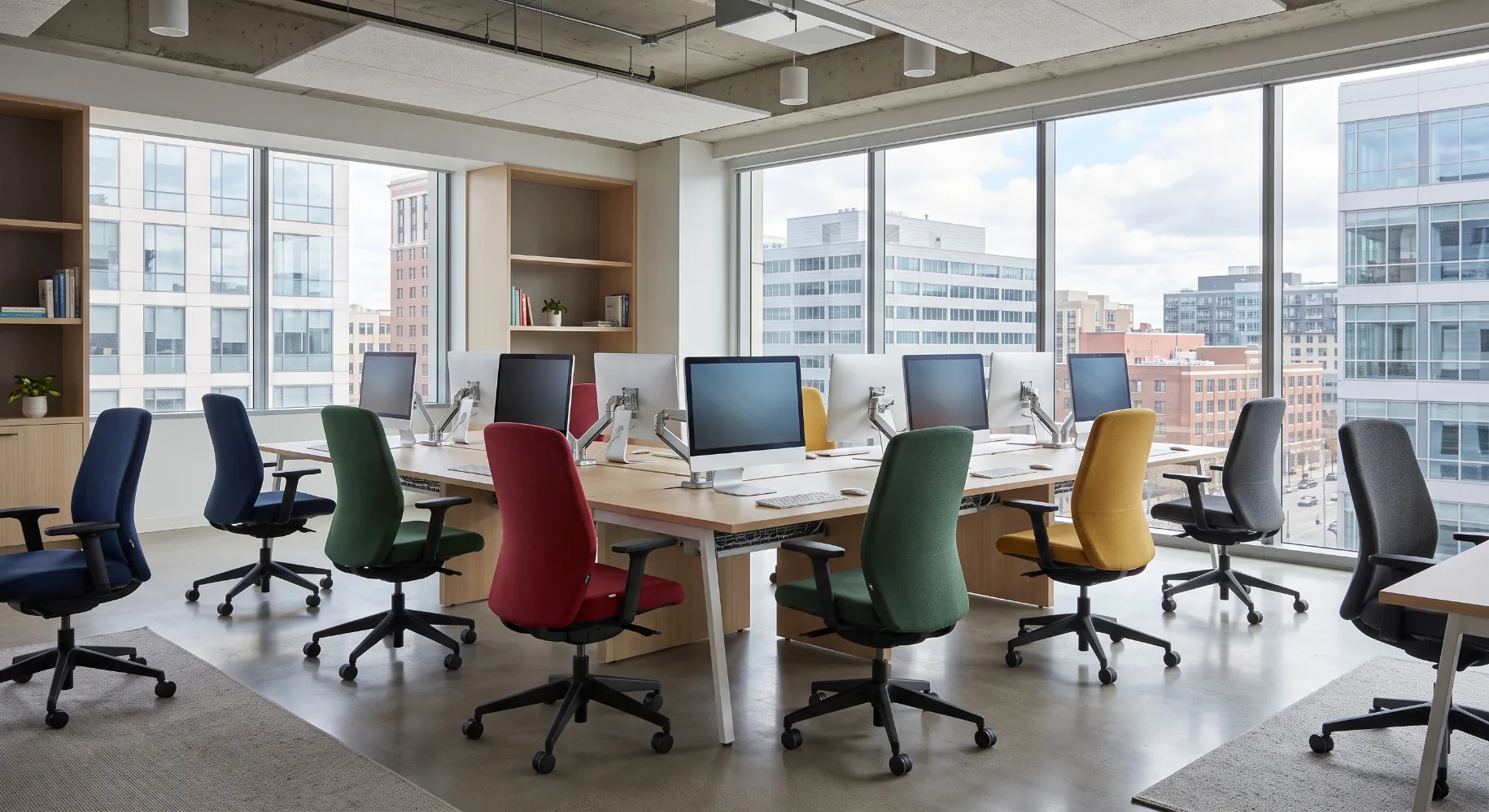 Ergonomic operator task chair at a desk
