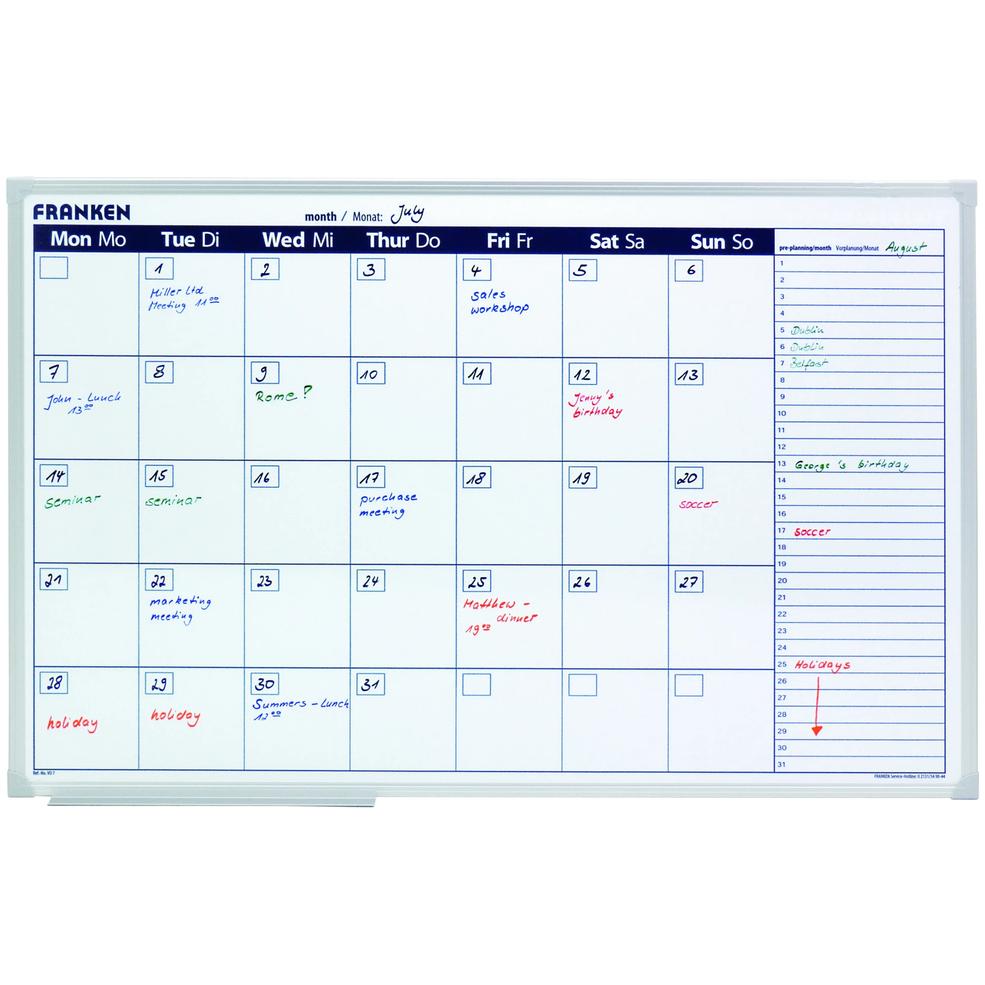 Monthly Planner Day Grid, 90 x 60cm