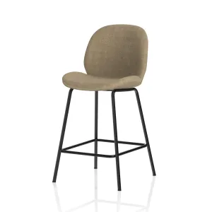 Brayford Linen Fabric Bistro Bar Stool with Backrest