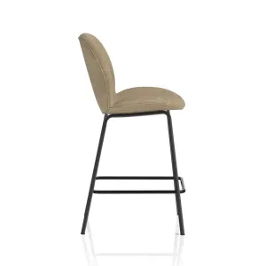 Brayford Linen Fabric Bistro Bar Stool with Backrest