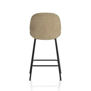 Brayford Linen Fabric Bistro Bar Stool with Backrest