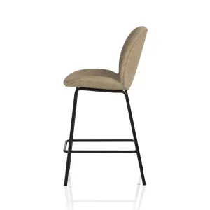 Brayford Linen Fabric Bistro Bar Stool with Backrest