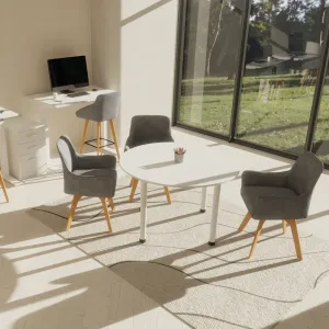 Carmen Grey Fabric Wooden Leg High Stool Chair