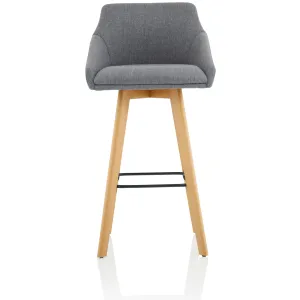Carmen Grey Fabric Wooden Leg High Stool Chair