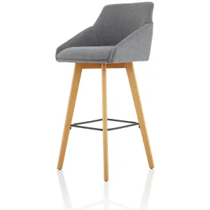 Carmen Grey Fabric Wooden Leg High Stool Chair