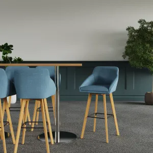 Carmen Grey Fabric Wooden Leg High Stool Chair