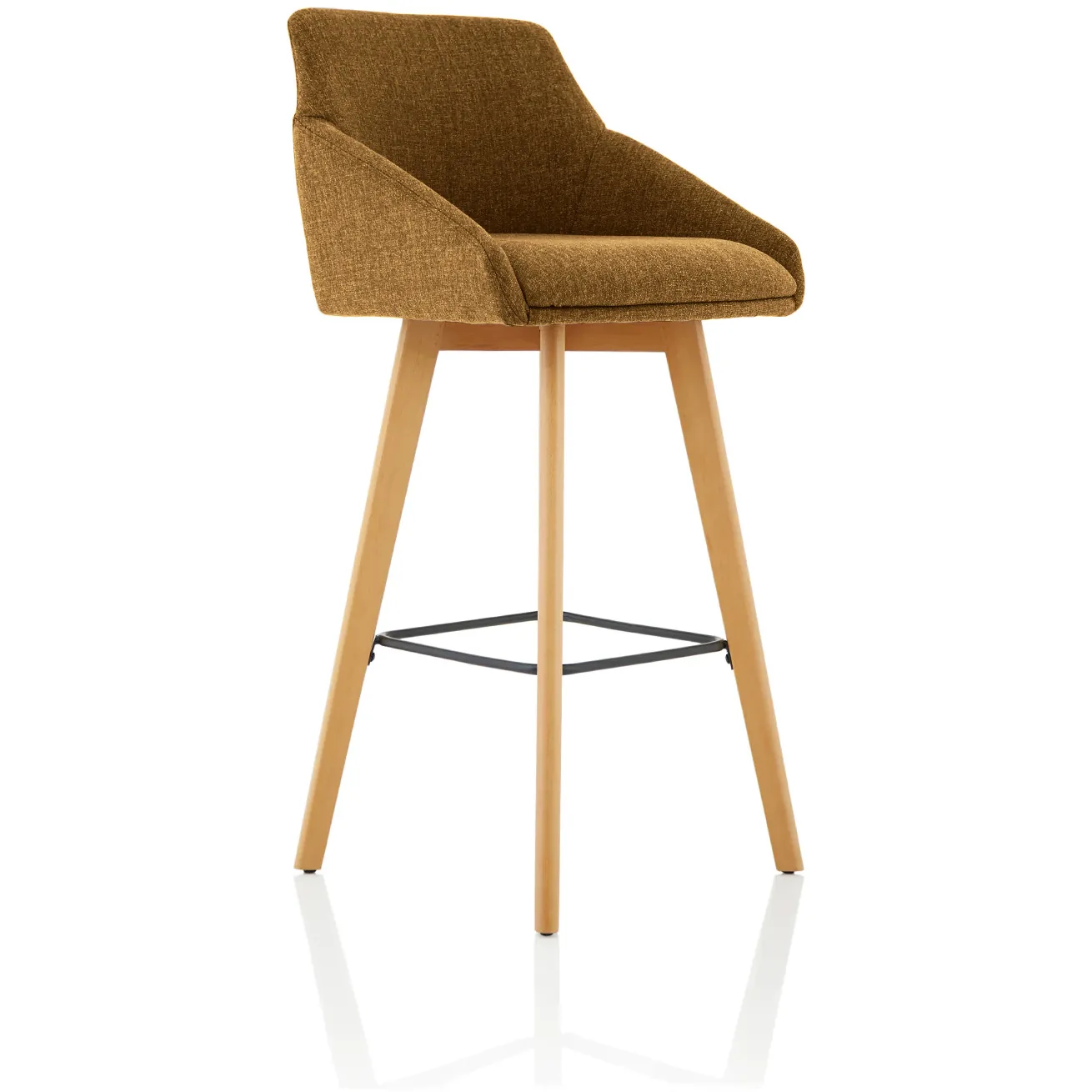 Carmen Wooden Frame Fabric High Bar Stool with Arms