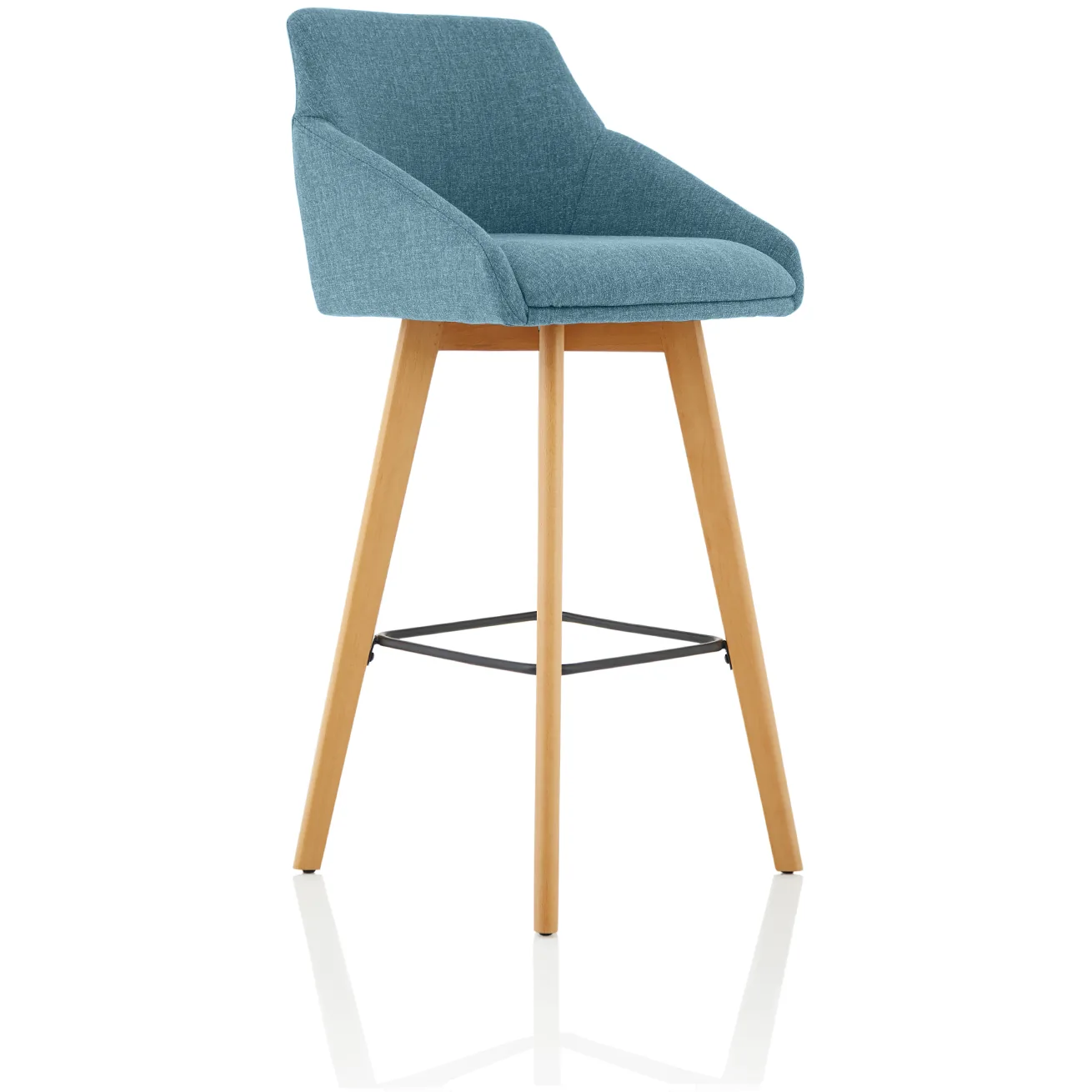 Carmen Wooden Frame Fabric High Bar Stool with Arms