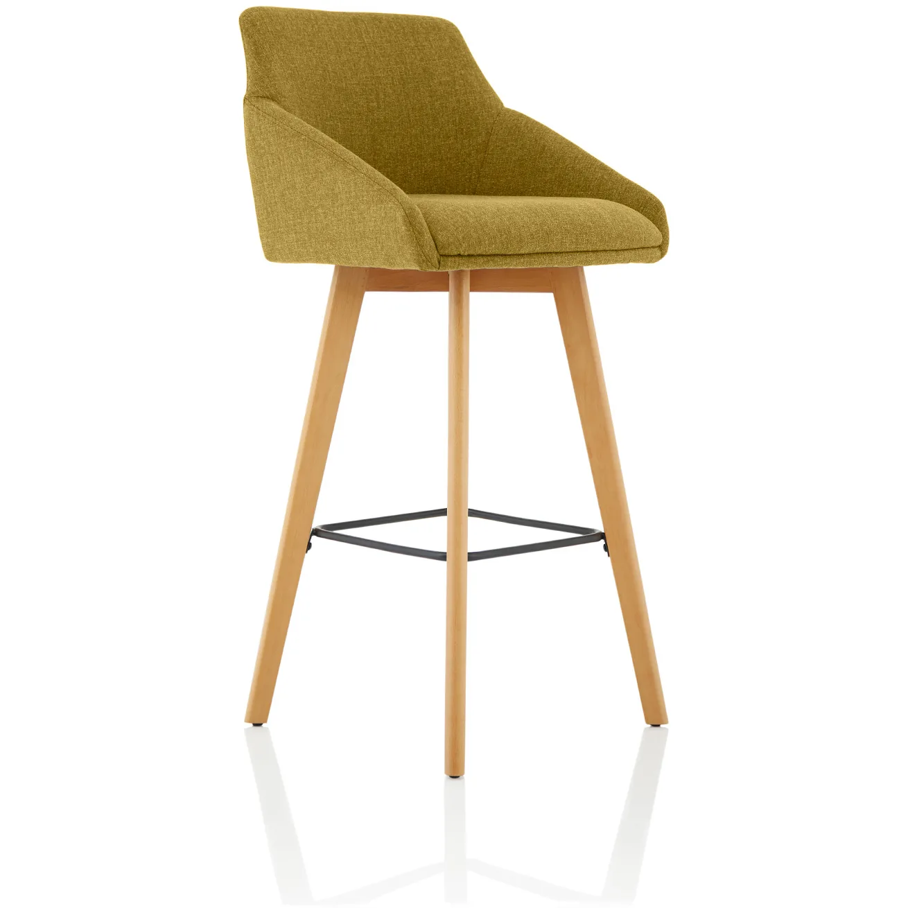 Carmen Wooden Frame Fabric High Bar Stool with Arms