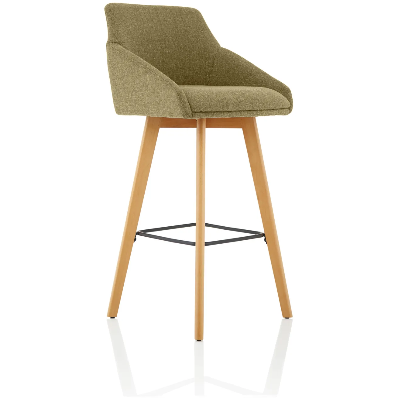 Carmen Wooden Frame Fabric High Bar Stool with Arms
