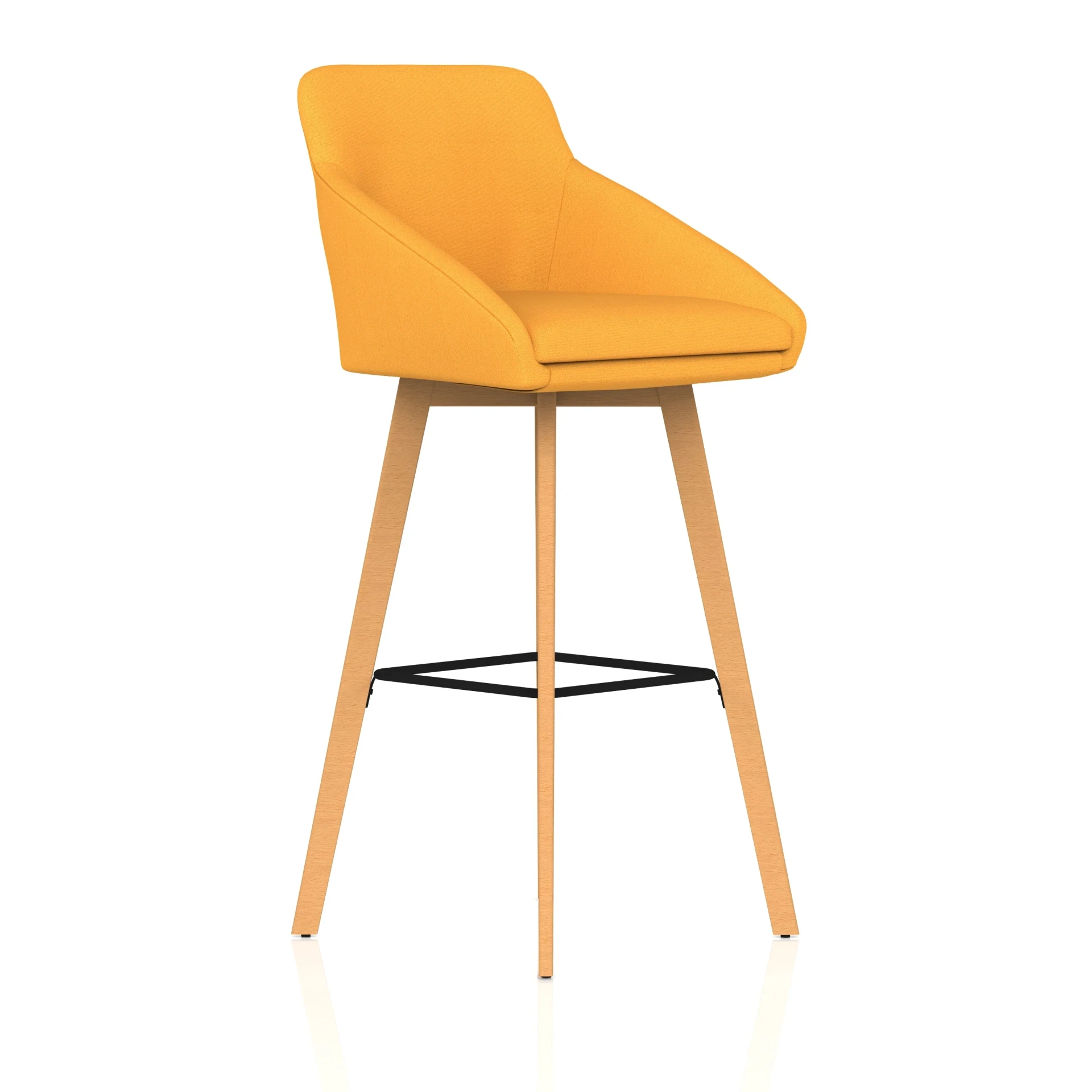 Carmen Wooden Frame Fabric High Bar Stool with Arms