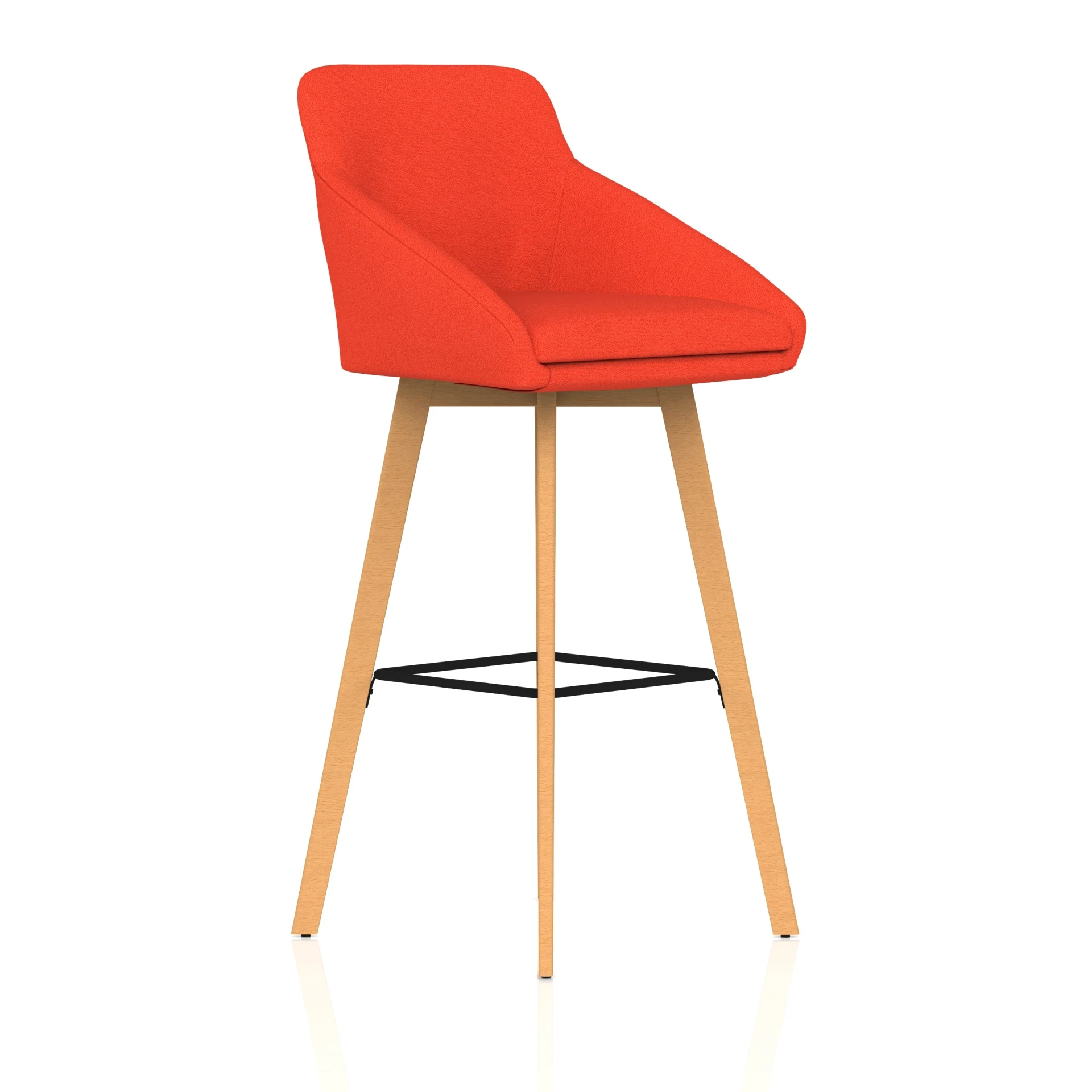 Carmen Wooden Frame Fabric High Bar Stool with Arms