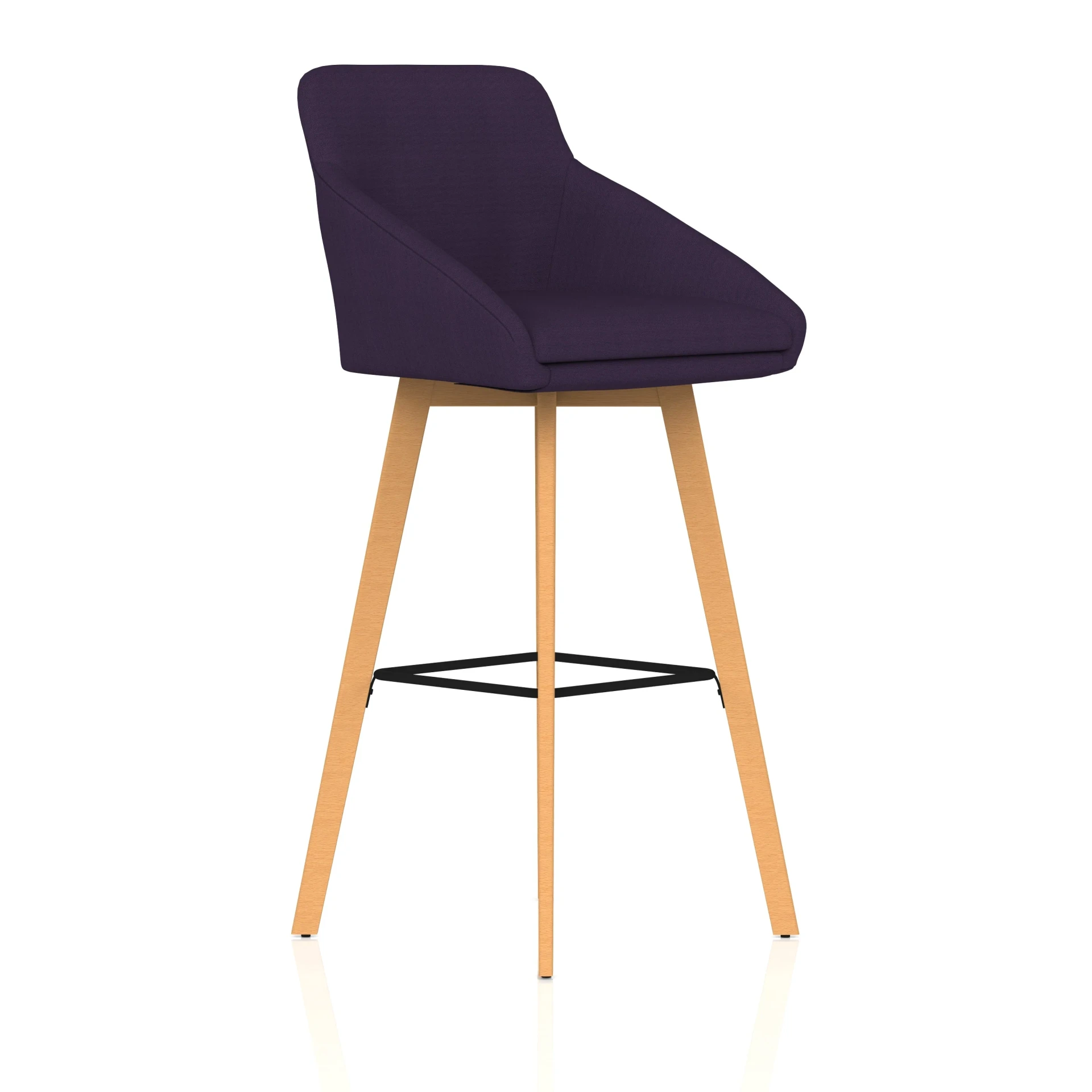 Carmen Wooden Frame Fabric High Bar Stool with Arms