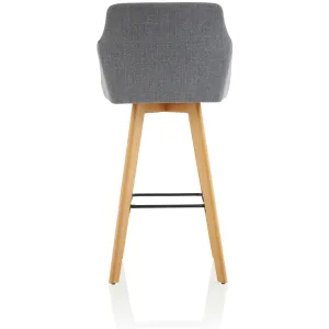 Carmen Wooden Frame Fabric High Bar Stool with Arms