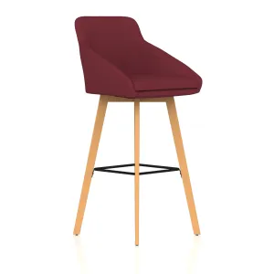 Carmen Wooden Frame Fabric High Bar Stool with Arms