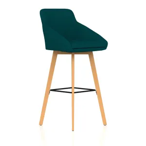Carmen Wooden Frame Fabric High Bar Stool with Arms
