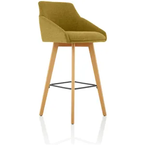 Carmen Wooden Frame Fabric High Bar Stool with Arms