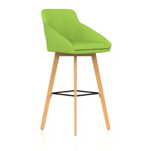 Carmen Wooden Frame Fabric High Bar Stool with Arms