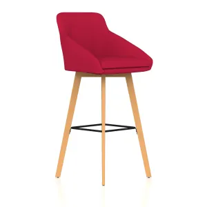 Carmen Wooden Frame Fabric High Bar Stool with Arms