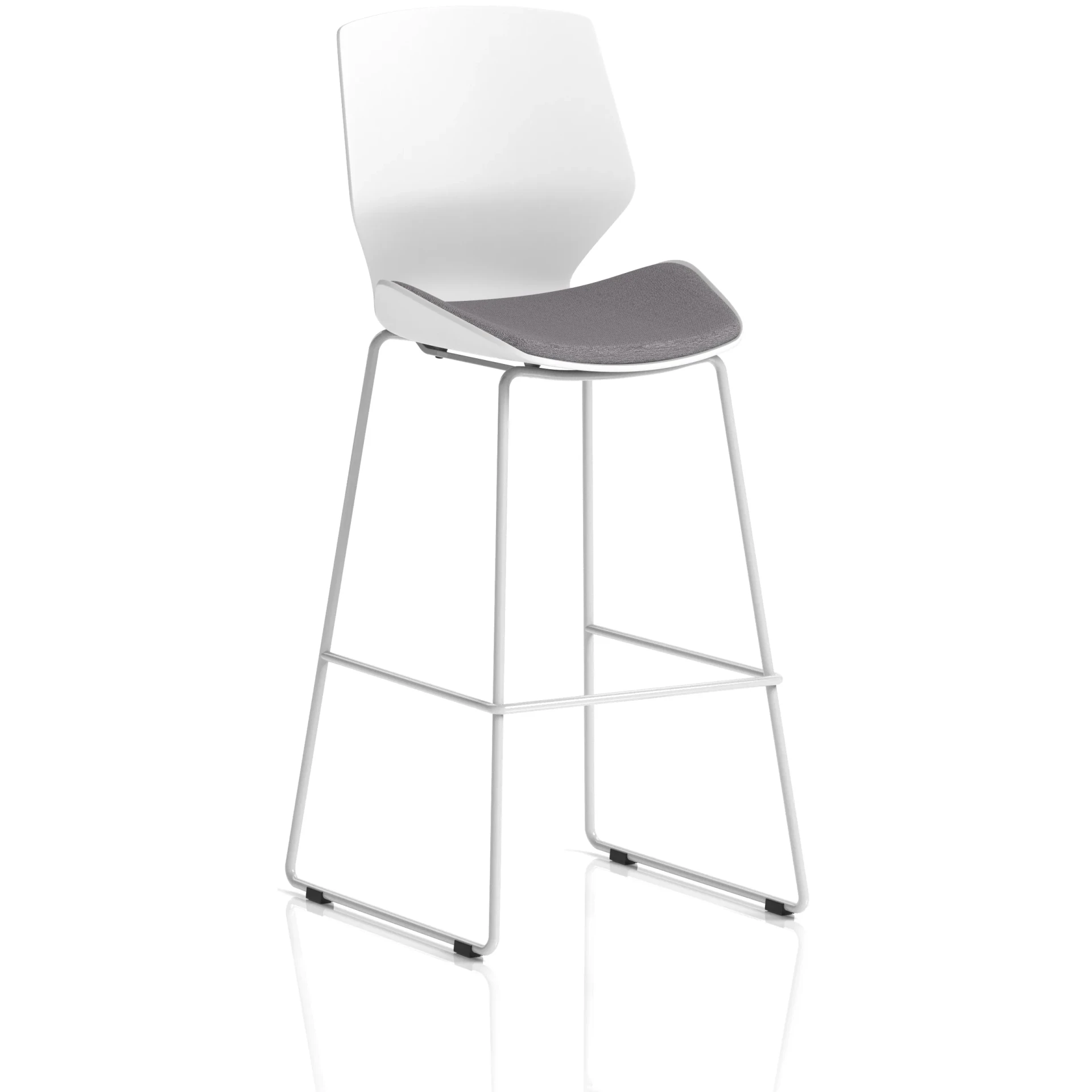 Florence White Frame Fabric Seat High Stool Chair
