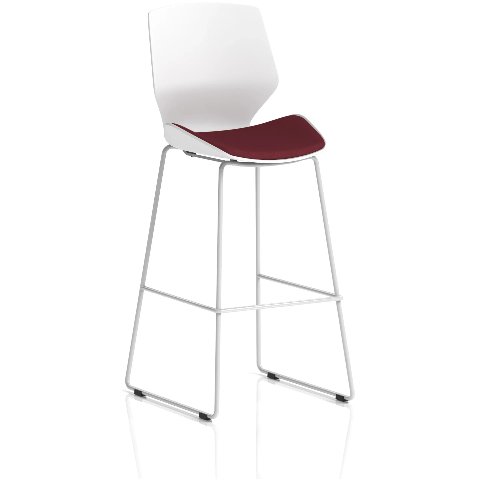 Florence White Shell High Bar Stool with Fabric Seat