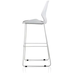 Florence White Frame Fabric Seat High Stool Chair