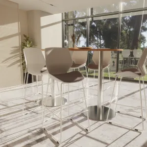 Florence White Frame Fabric Seat High Stool Chair