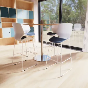 Florence White Frame Fabric Seat High Stool Chair
