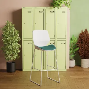Florence White Frame Fabric Seat High Stool Chair