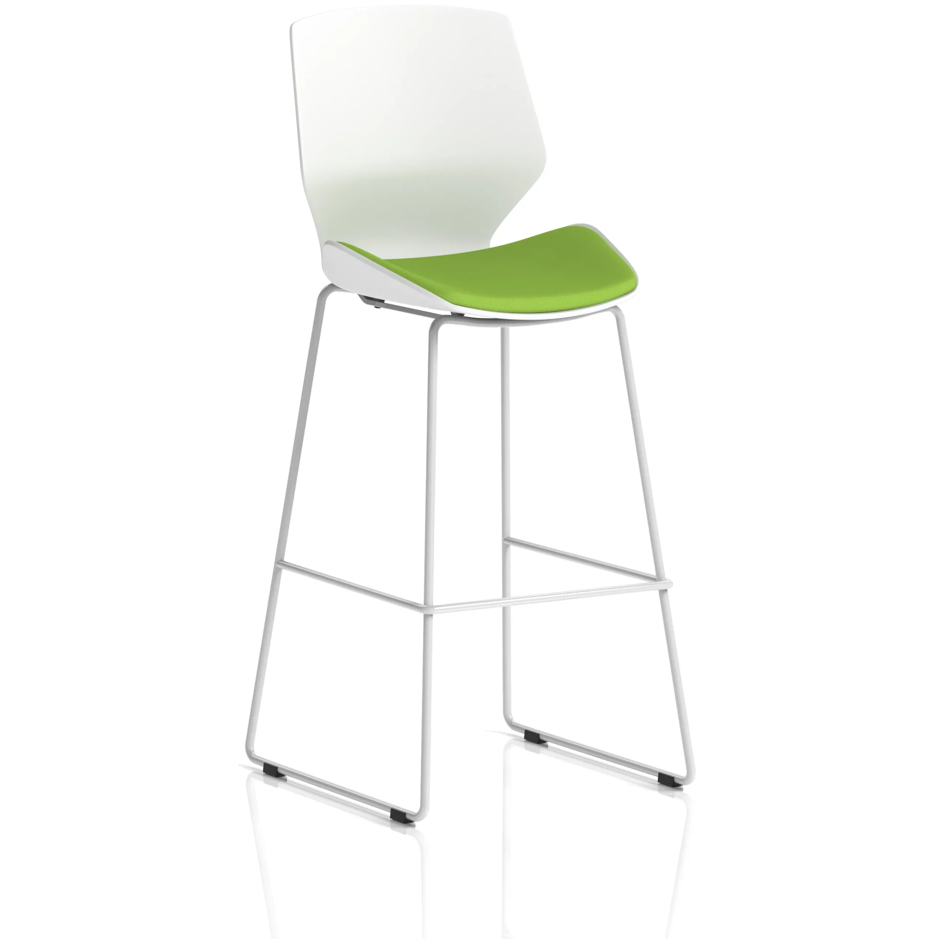Florence White Shell High Bar Stool with Fabric Seat