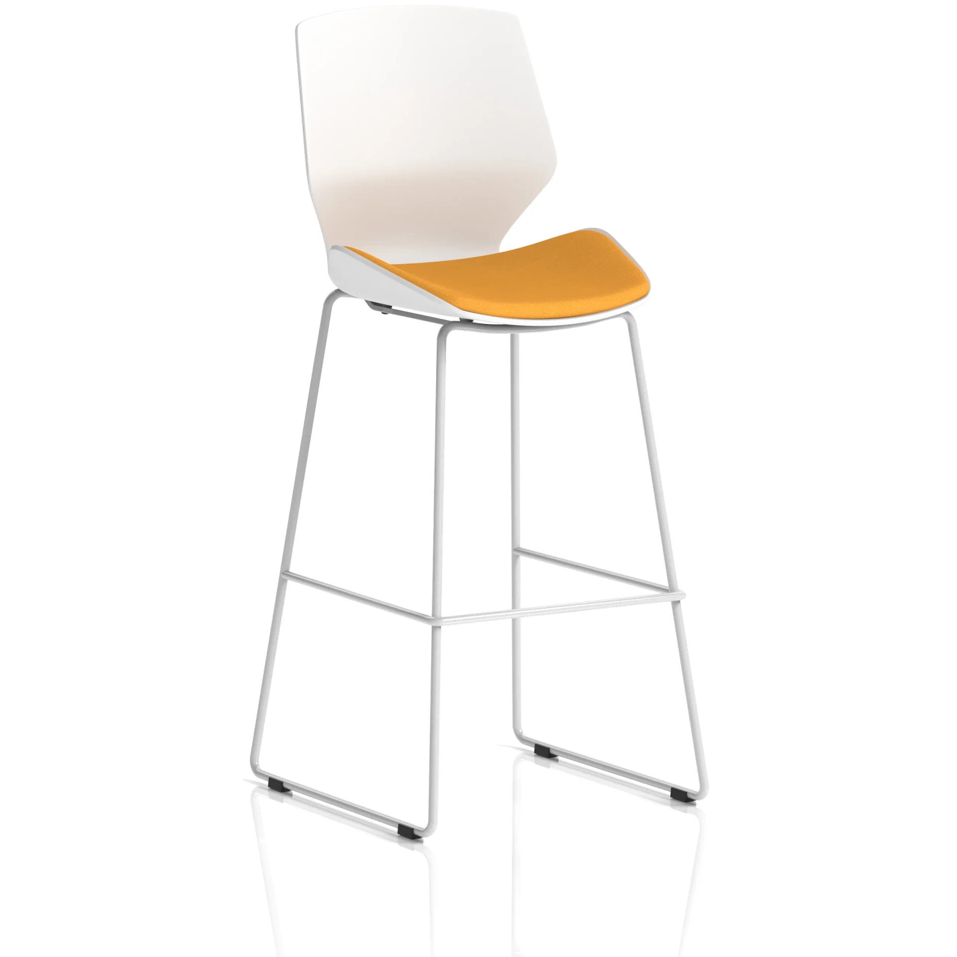 Florence White Shell High Bar Stool with Fabric Seat