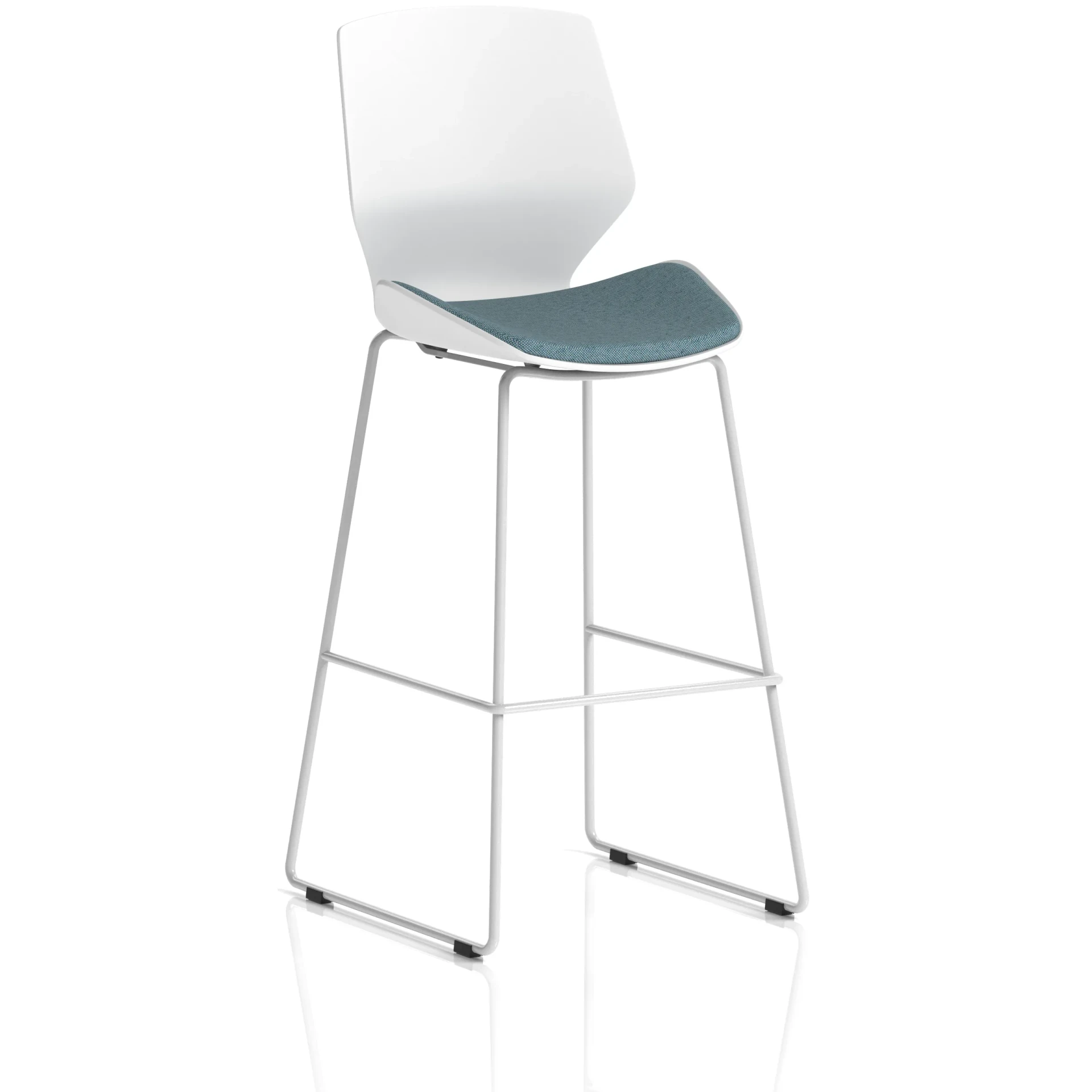 Florence White Shell High Bar Stool with Fabric Seat