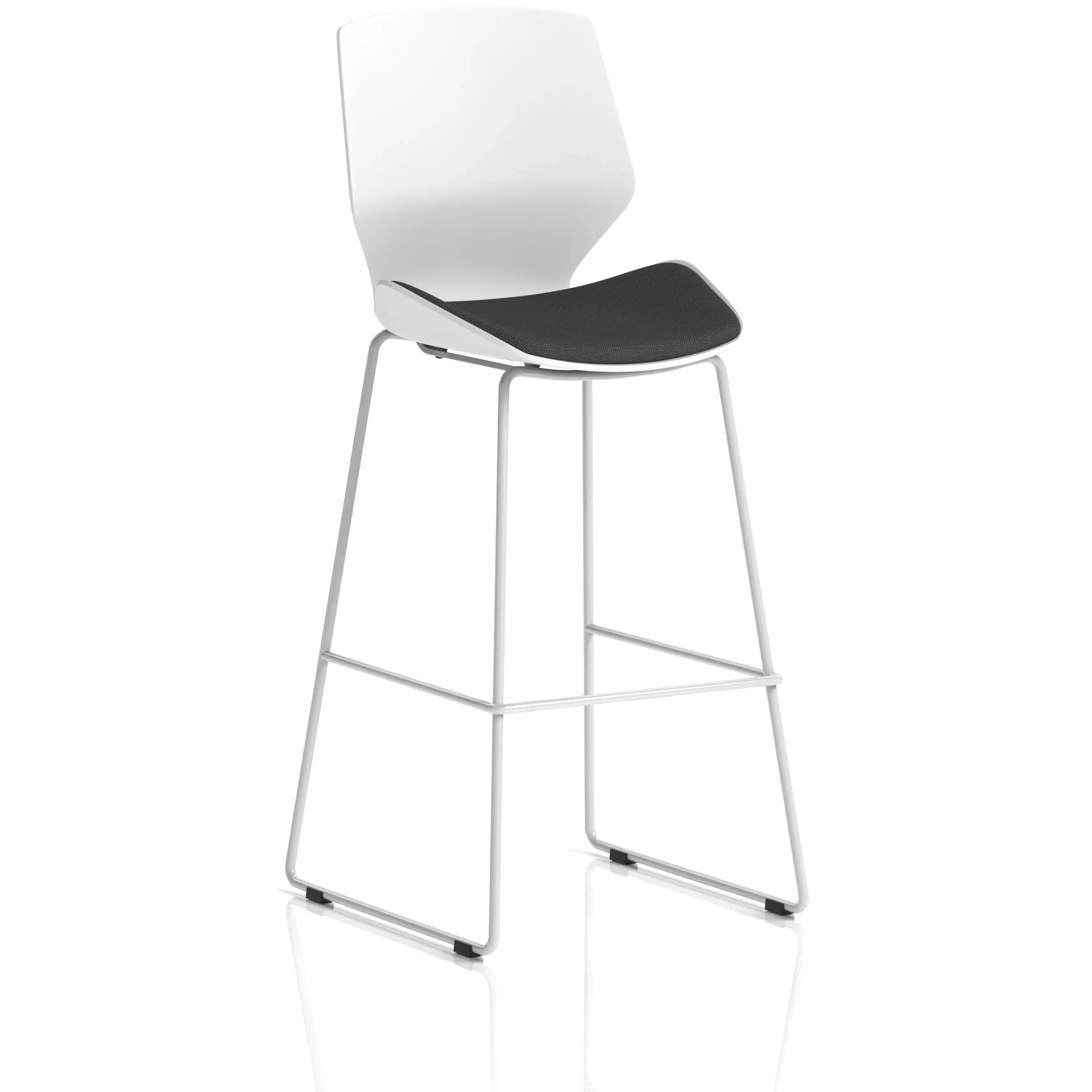 Florence White Shell High Bar Stool with Fabric Seat