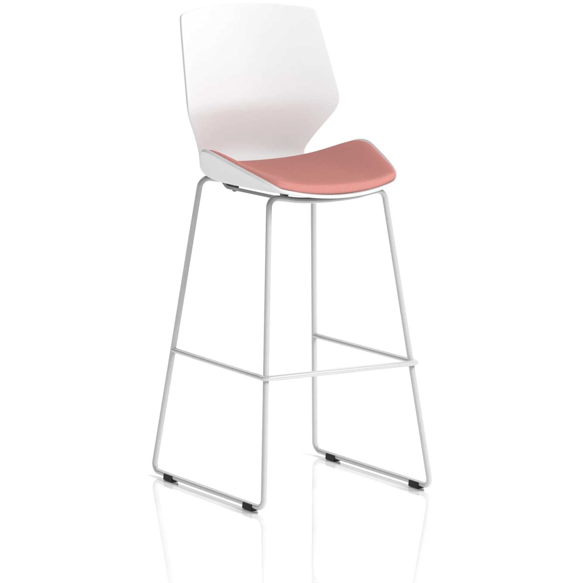 Florence White Shell High Bar Stool with Fabric Seat