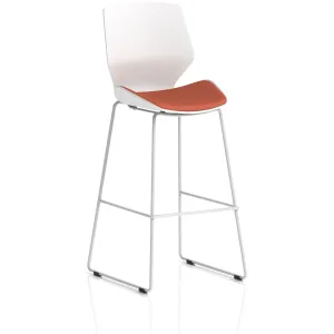 Florence White Shell High Bar Stool with Fabric Seat