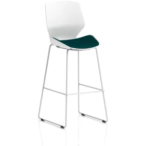 Florence White Shell High Bar Stool with Fabric Seat