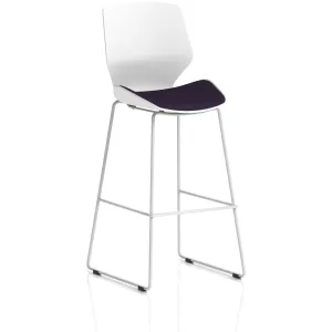 Florence White Shell High Bar Stool with Fabric Seat