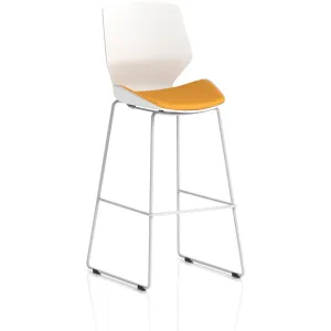 Florence White Shell High Bar Stool with Fabric Seat