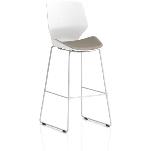 Florence White Shell High Bar Stool with Fabric Seat