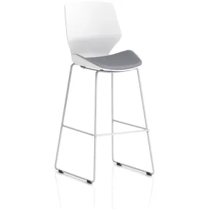 Florence White Shell High Bar Stool with Fabric Seat