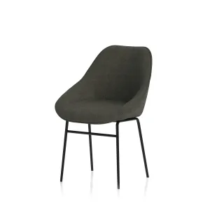 Hepscott Linen Fabric Bistro Stool with Wraparound Back