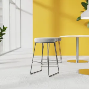Turin Black Frame Fabric Seat Stool Chair