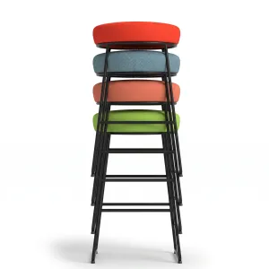 Turin Black Frame Stackable Fabric Bar Stool