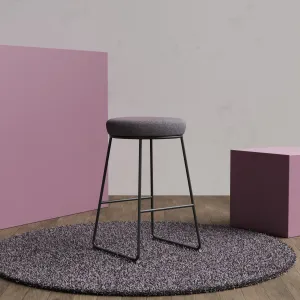 Turin Black Frame Fabric Seat Stool Chair