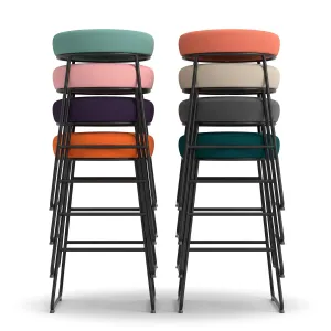 Turin Black Frame Stackable Fabric Bar Stool
