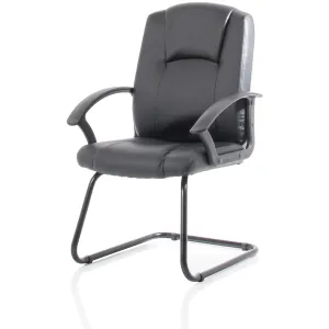 Bella Medium Back Black Bonded Leather Black Frame Cantilever Visitor Chair