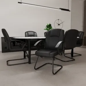 Bella Medium Back Black Bonded Leather Black Frame Cantilever Visitor Chair