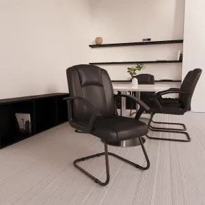 Bella Medium Back Black Bonded Leather Black Frame Cantilever Visitor Chair