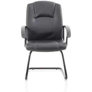 Bella Medium Back Black Bonded Leather Black Frame Cantilever Visitor Chair